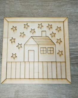 Barn House Quilt 3D , layered wood blank