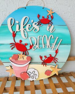 Crab Seashell Shiplap Door Hanger Sign DIY kit