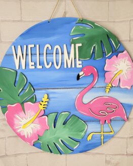 Welcome Flamingo Shiplap Door hanger sign DIY kit