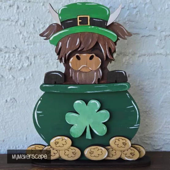 Highland Cow Pot of Gold Shelf Sitter DIY kit