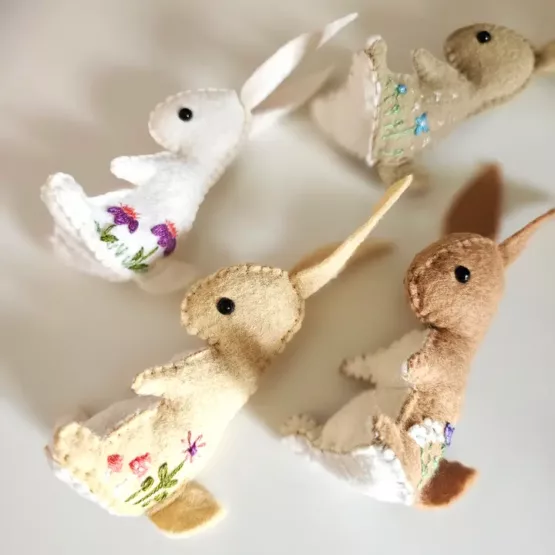 DIY Embroidered Felt Bunny Craft Kit - Hand Sewing Project