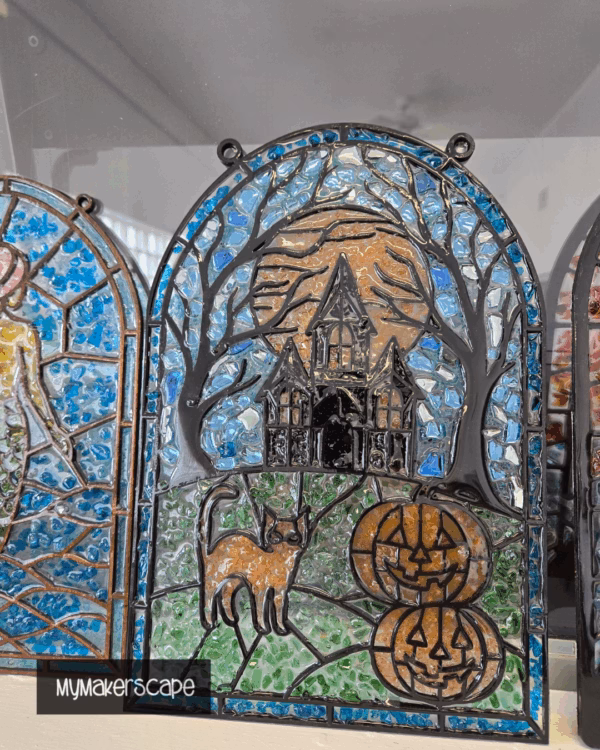 Haunted house with cat Shattered Glass DIY kit