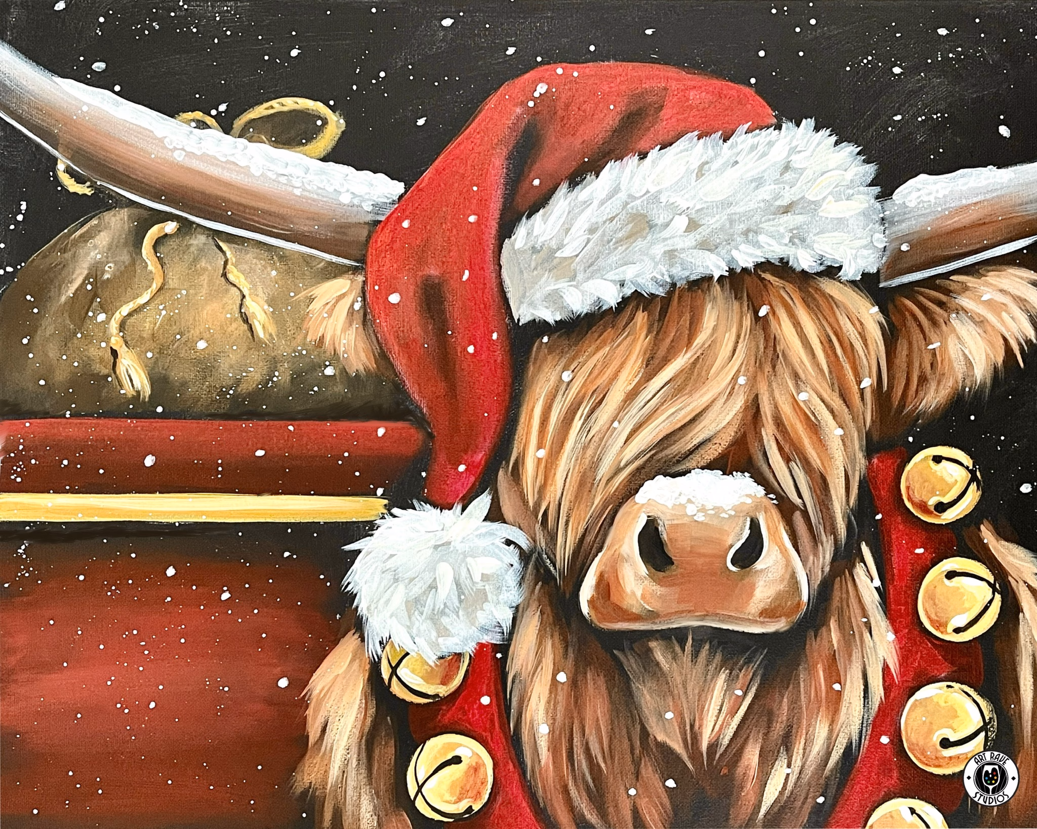 Sleigh Bell Highland Cow Paint Night